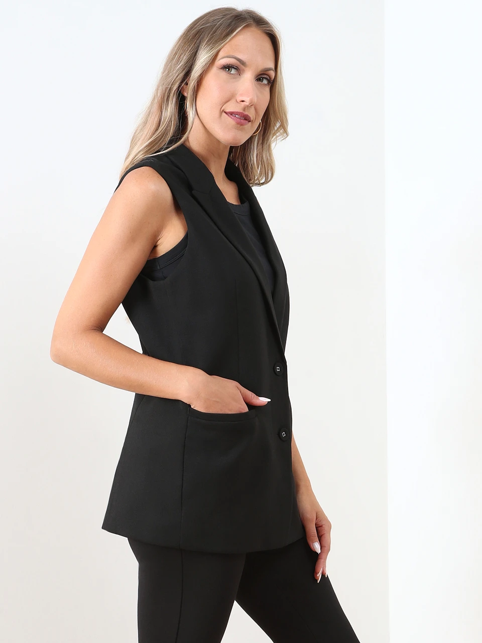Scuba Crepe Mid-Length Vest