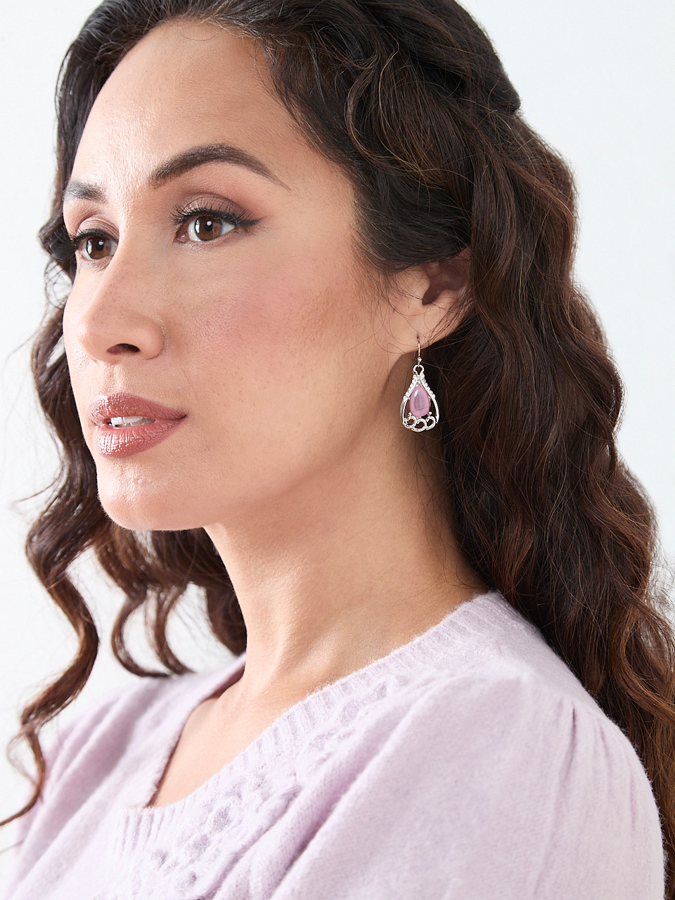 Silver/Lavender Dangle Earrings