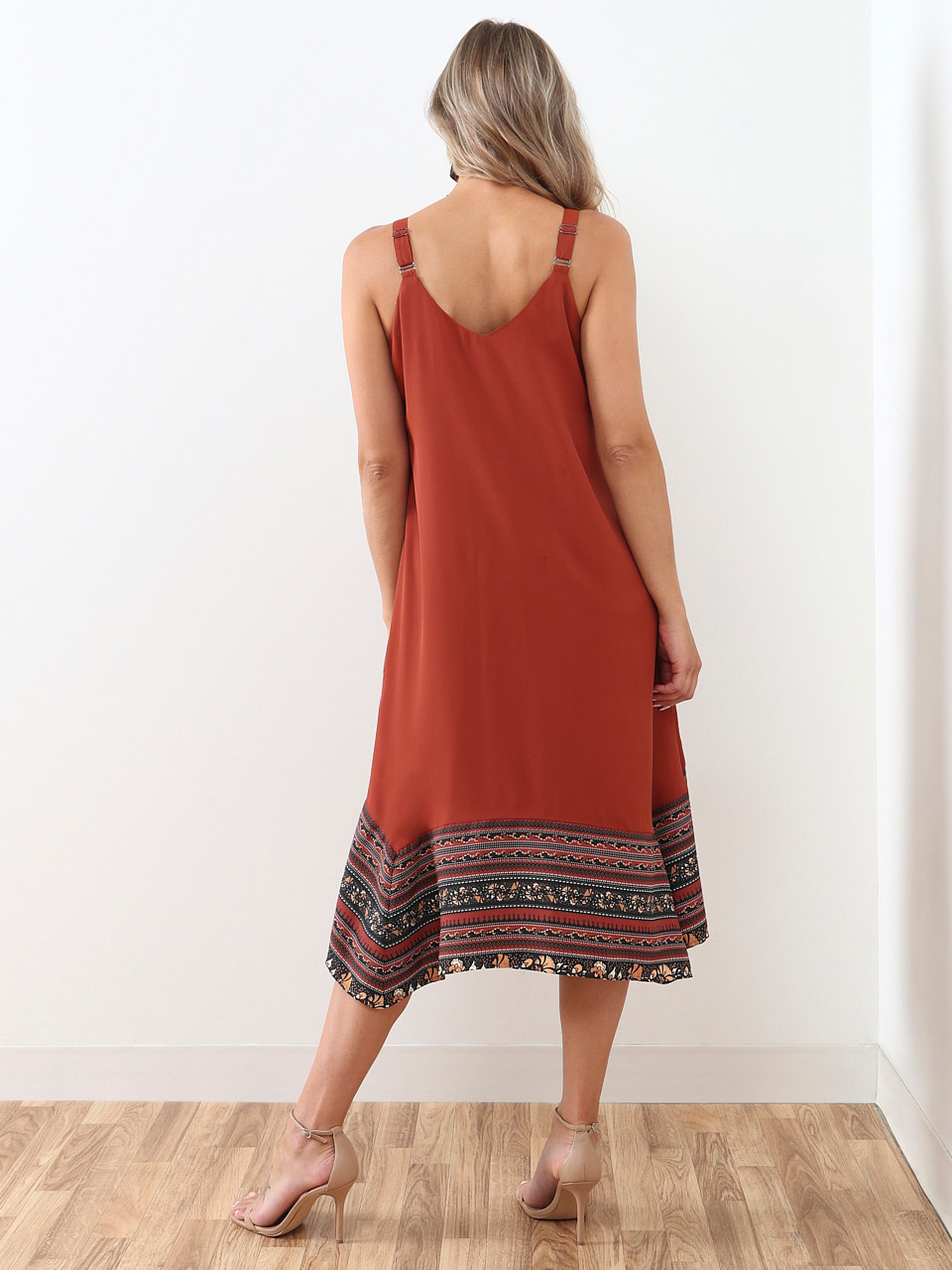 Sleeveless Shark Bite Midi Dress