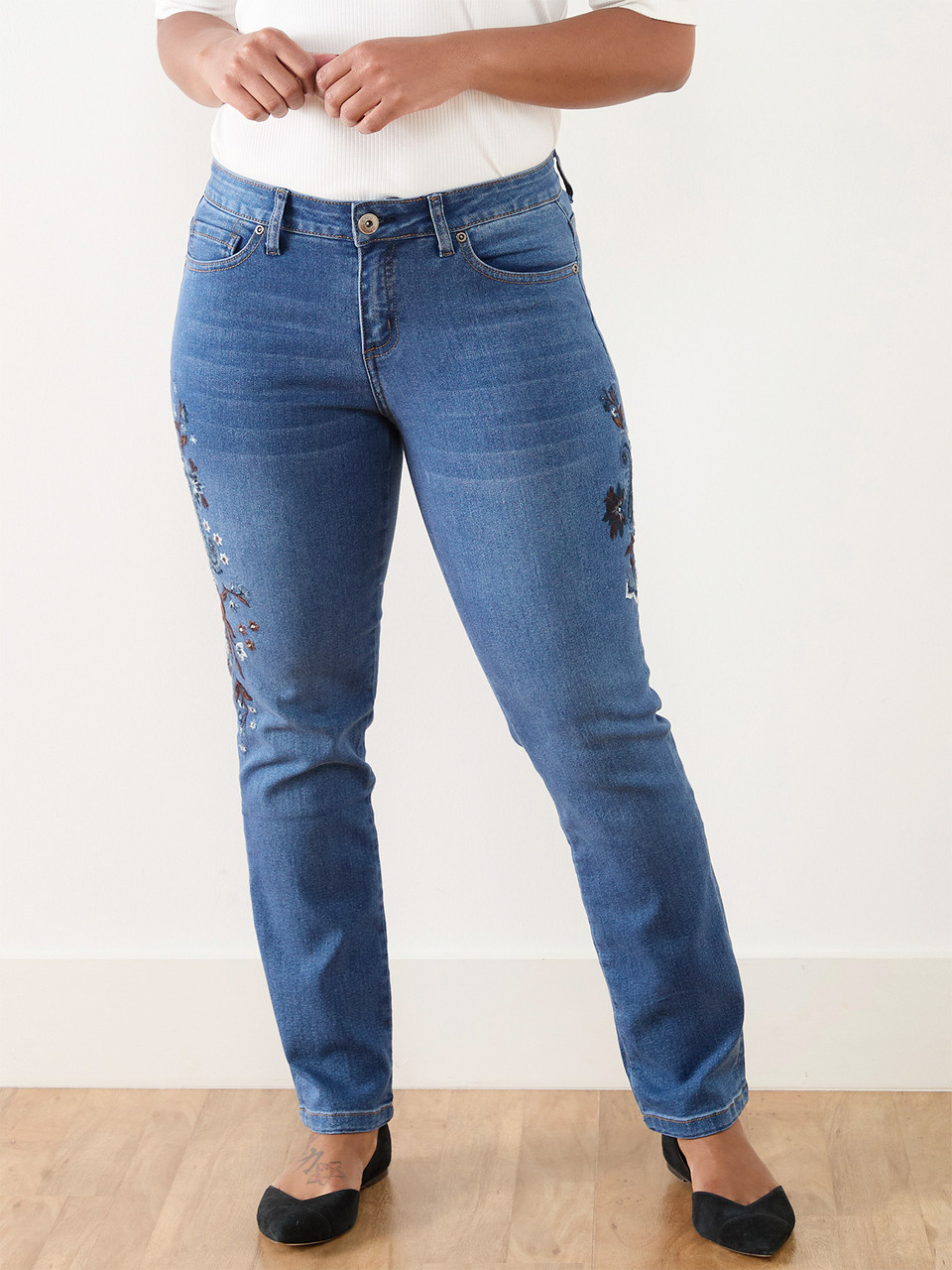 Sofia Straight Leg Embroidered Jean