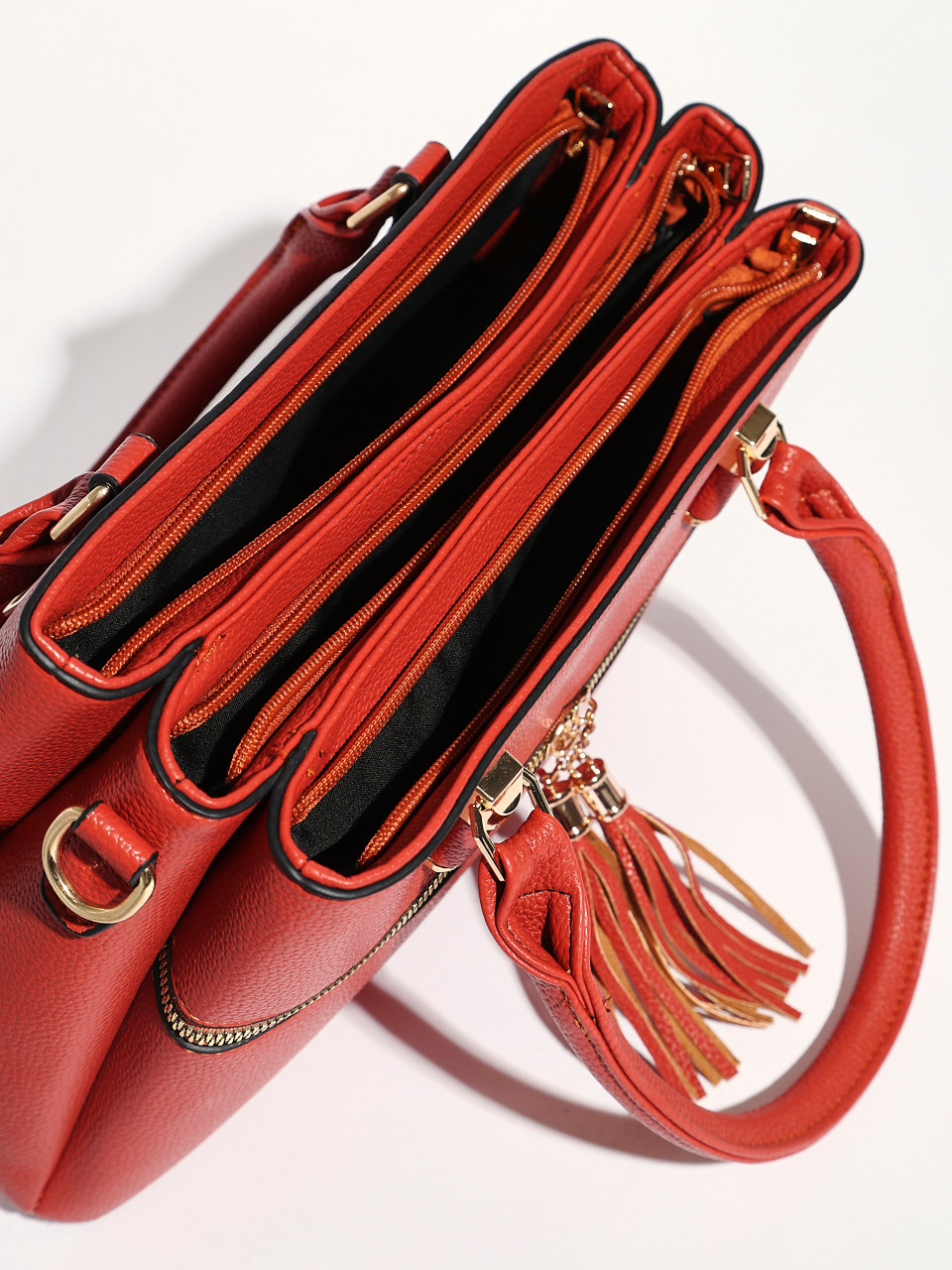 Tassel Front Zip Handbag
