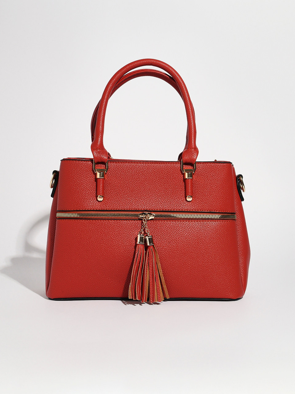 Tassel Front Zip Handbag