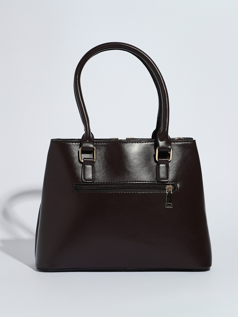 V-Detail Front Zip Handbag
