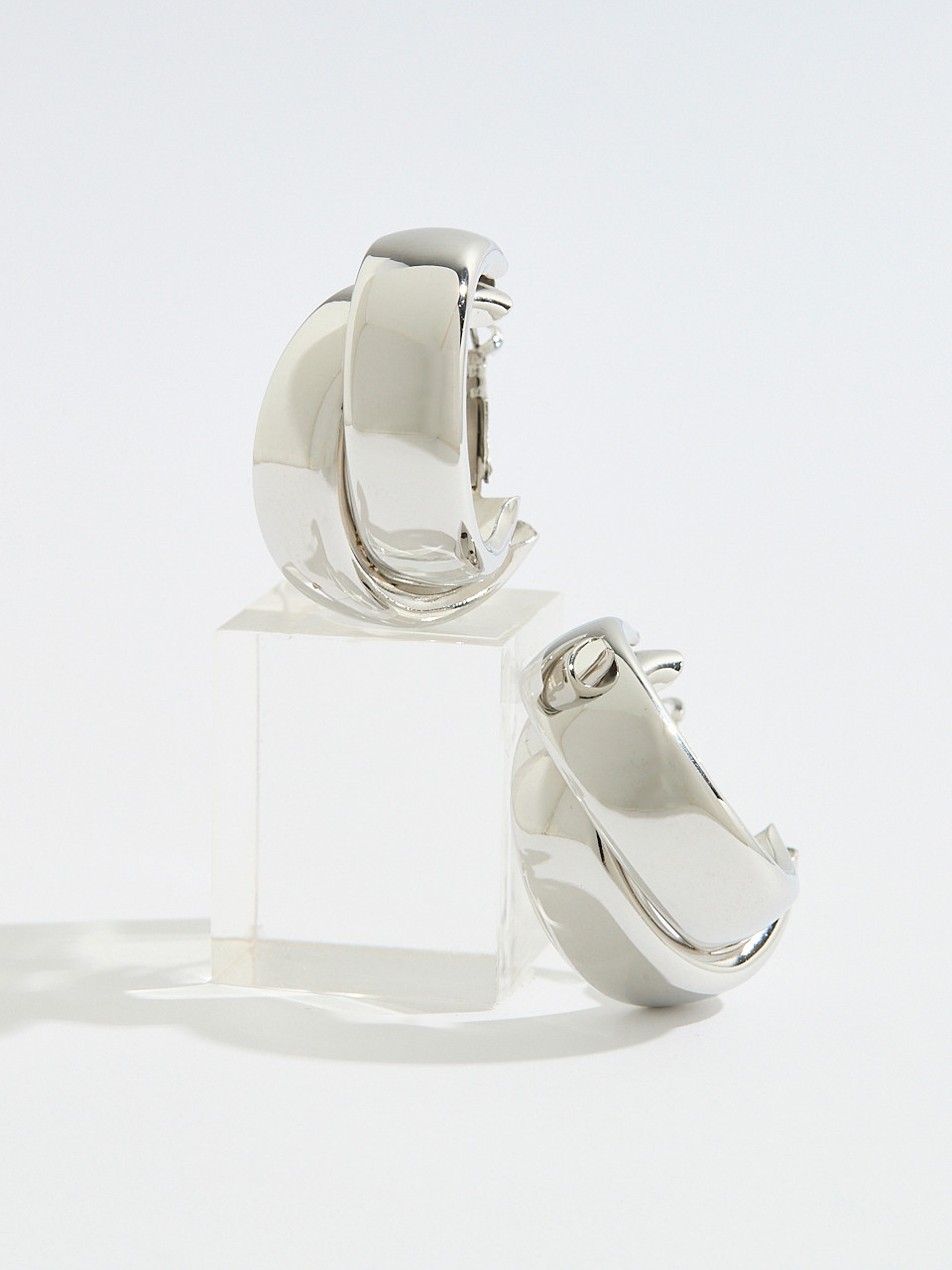 Chunky Silver Double Hoop Earrings