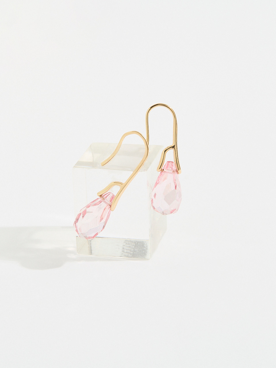 Gold & Soft Pink Drop Earrings