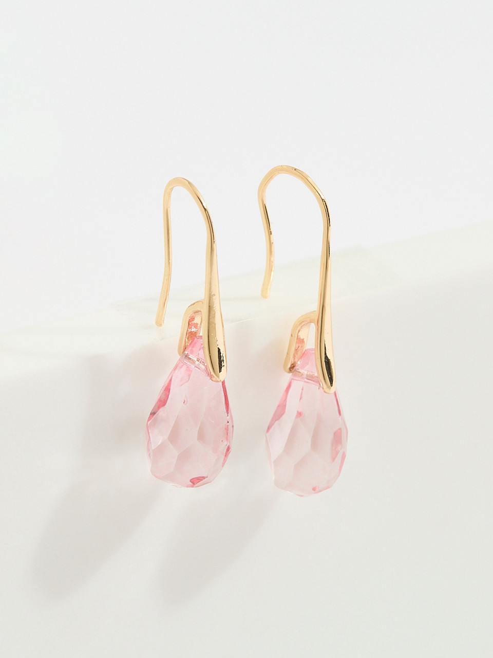 Gold & Soft Pink Drop Earrings
