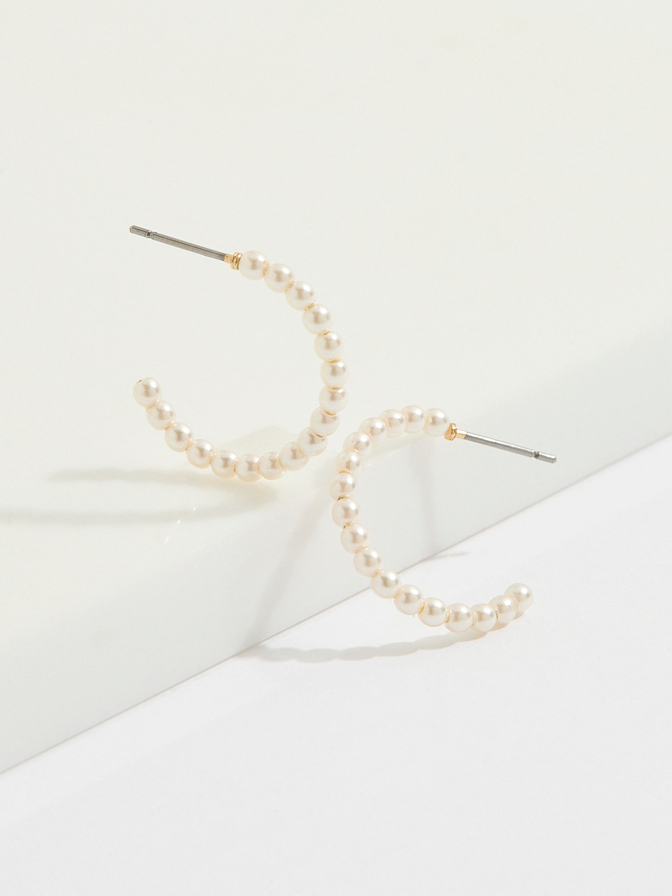 Gold/Pearl/Rhinestone Small Hoop Trio