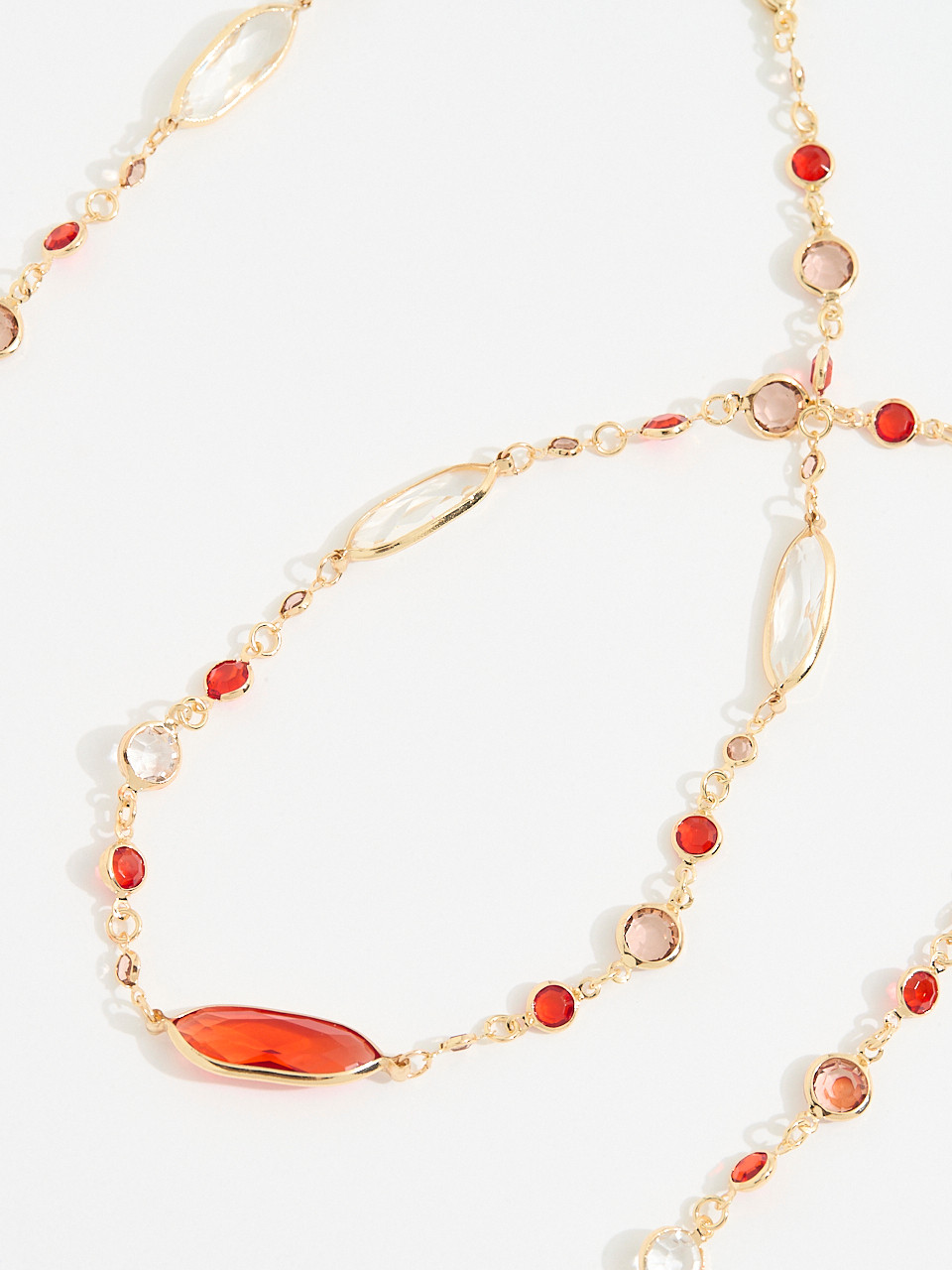 Long Gold/Pumpkin Multi Stone Necklace