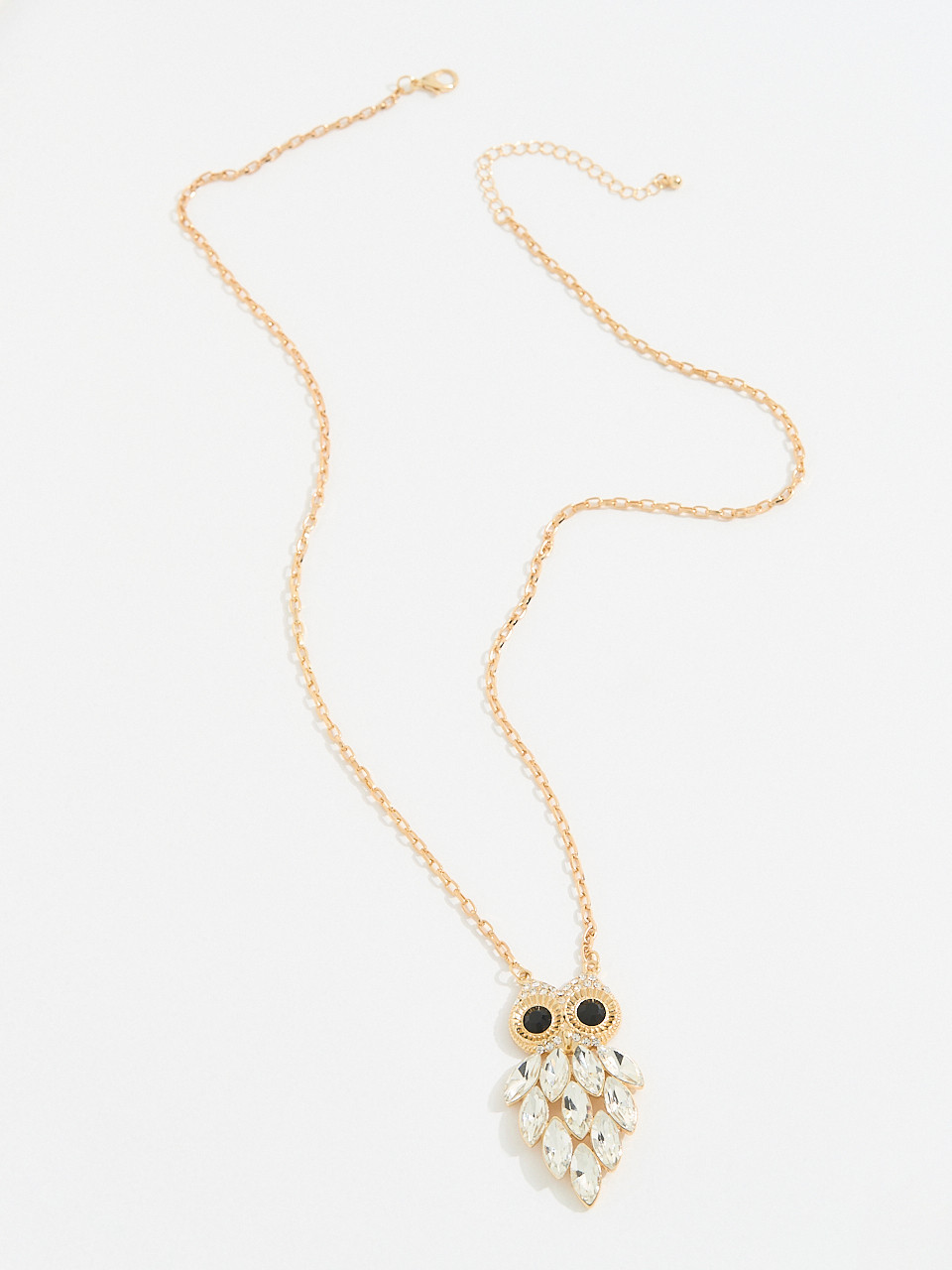 Long Necklace with Gold Owl Pendant