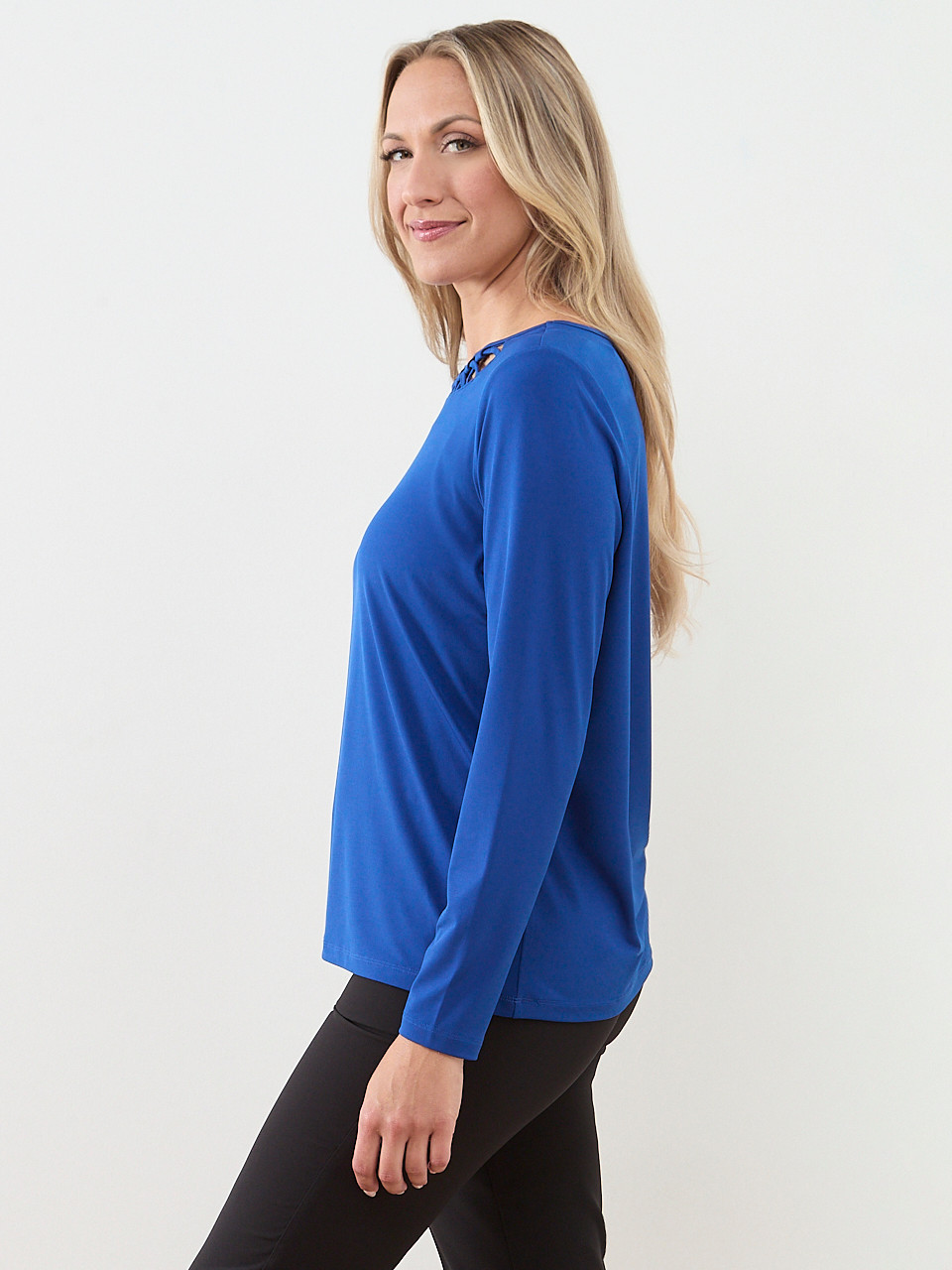 Long Sleeve Cut-Out Neck Top