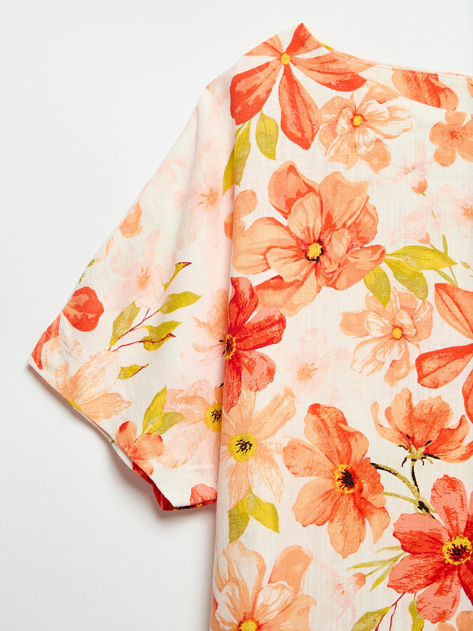Short Sleeve Linen Slub Popover Blouse