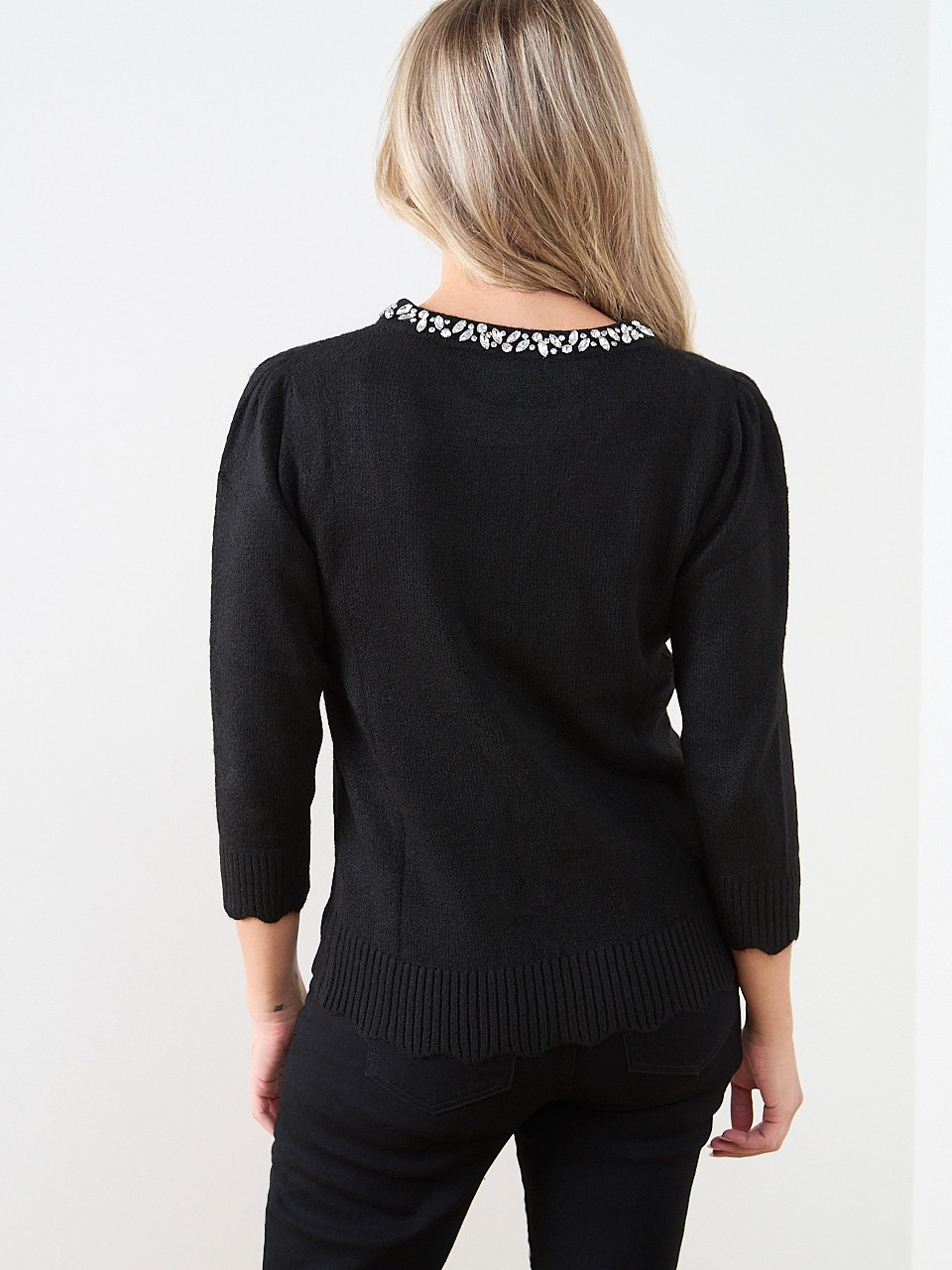 3-4 Sleeve Jeweled Pullover | Cleo