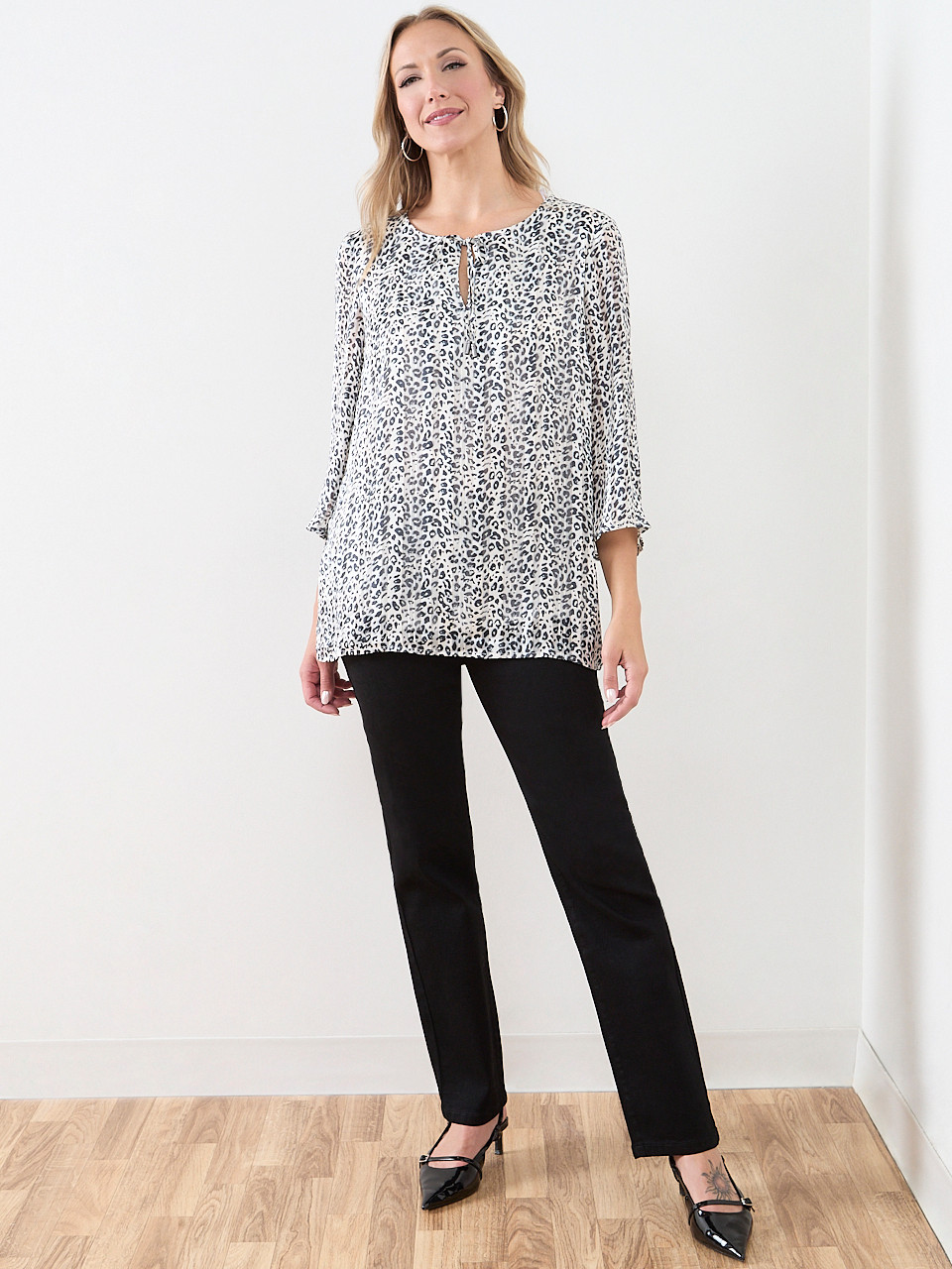 Bell Sleeve Chiffon Tunic Blouse