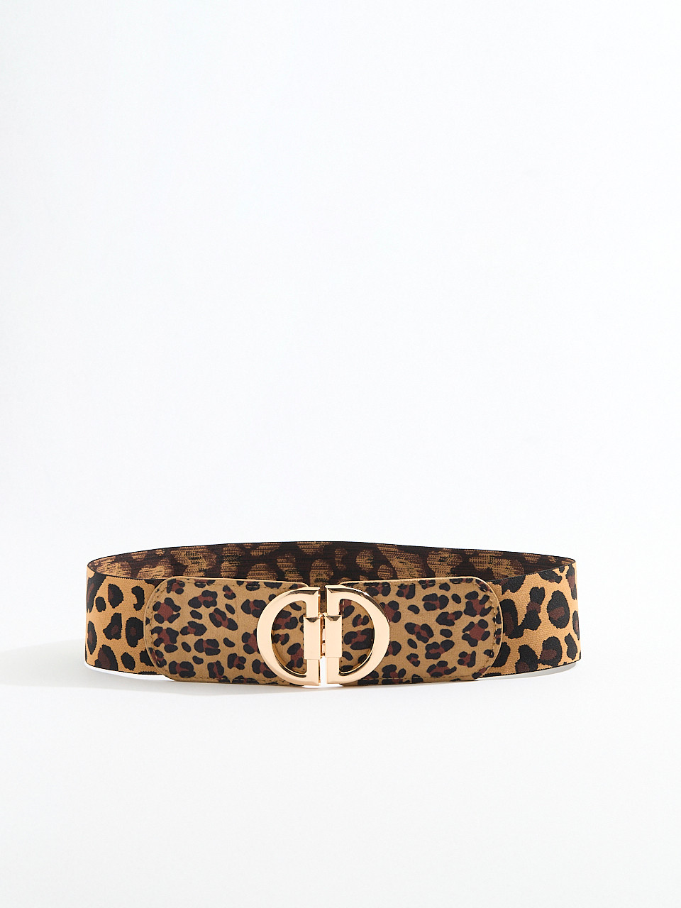 D-Buckle Stretch Belt in Animal Print