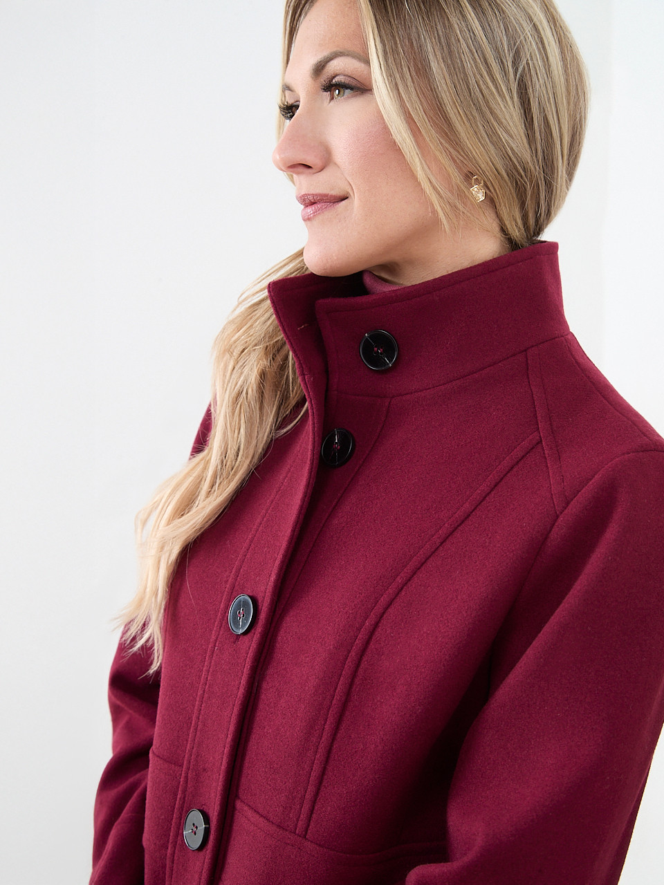 Faux Wool Seamed Coat