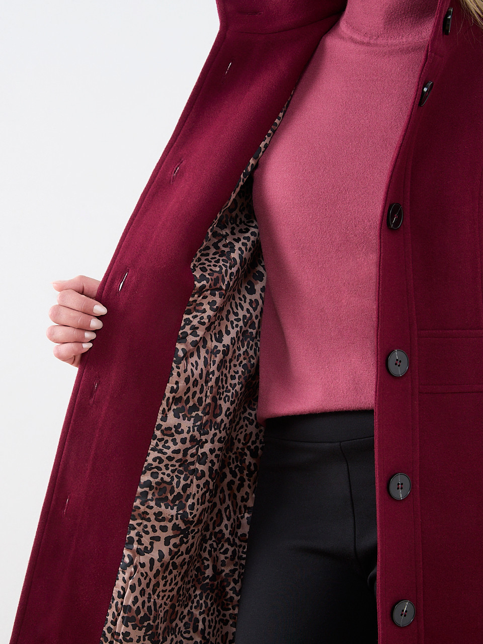 Faux Wool Seamed Coat