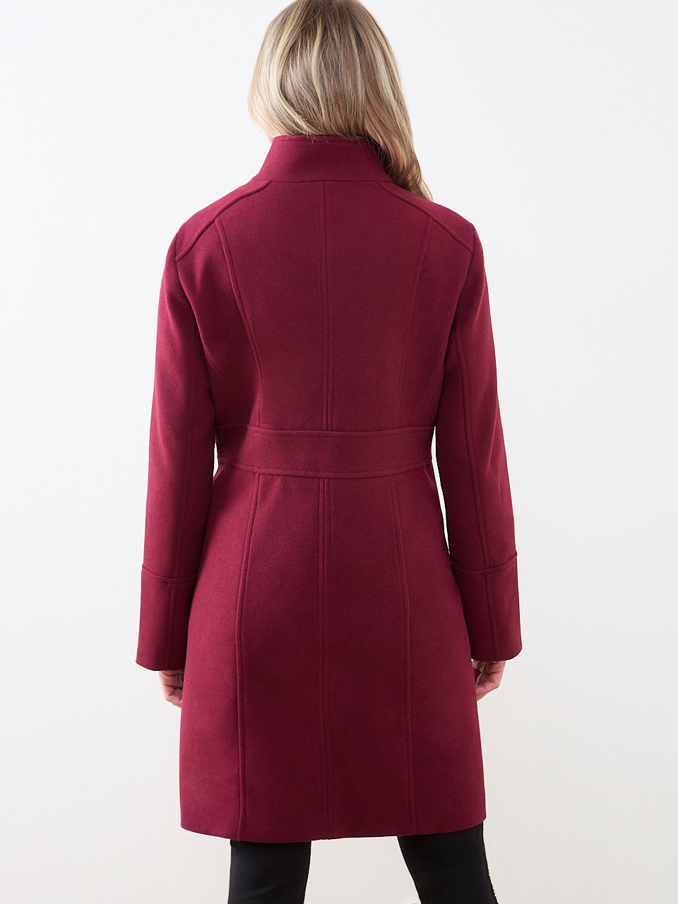Faux Wool Seamed Coat
