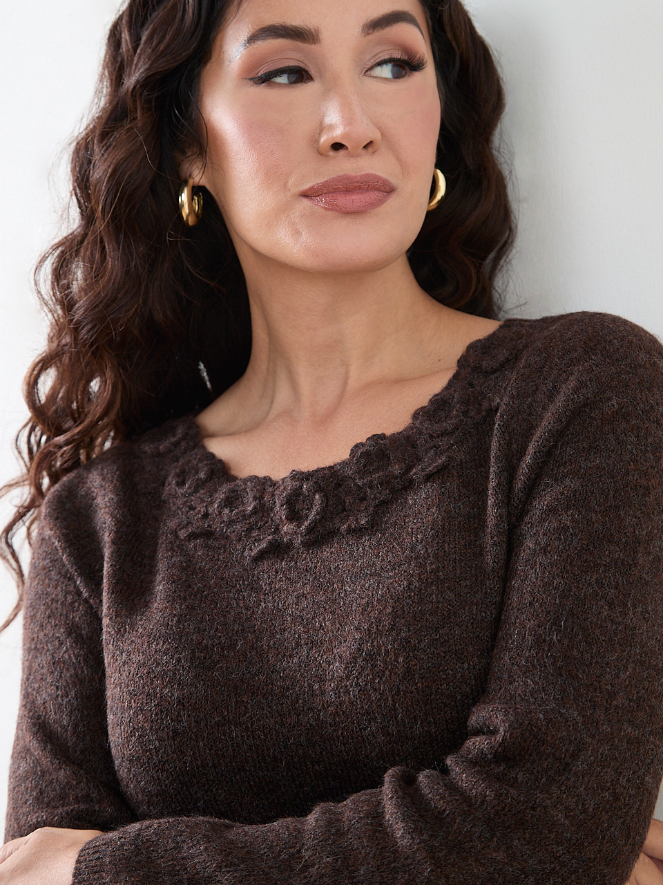 Floral Applique Pullover Sweater