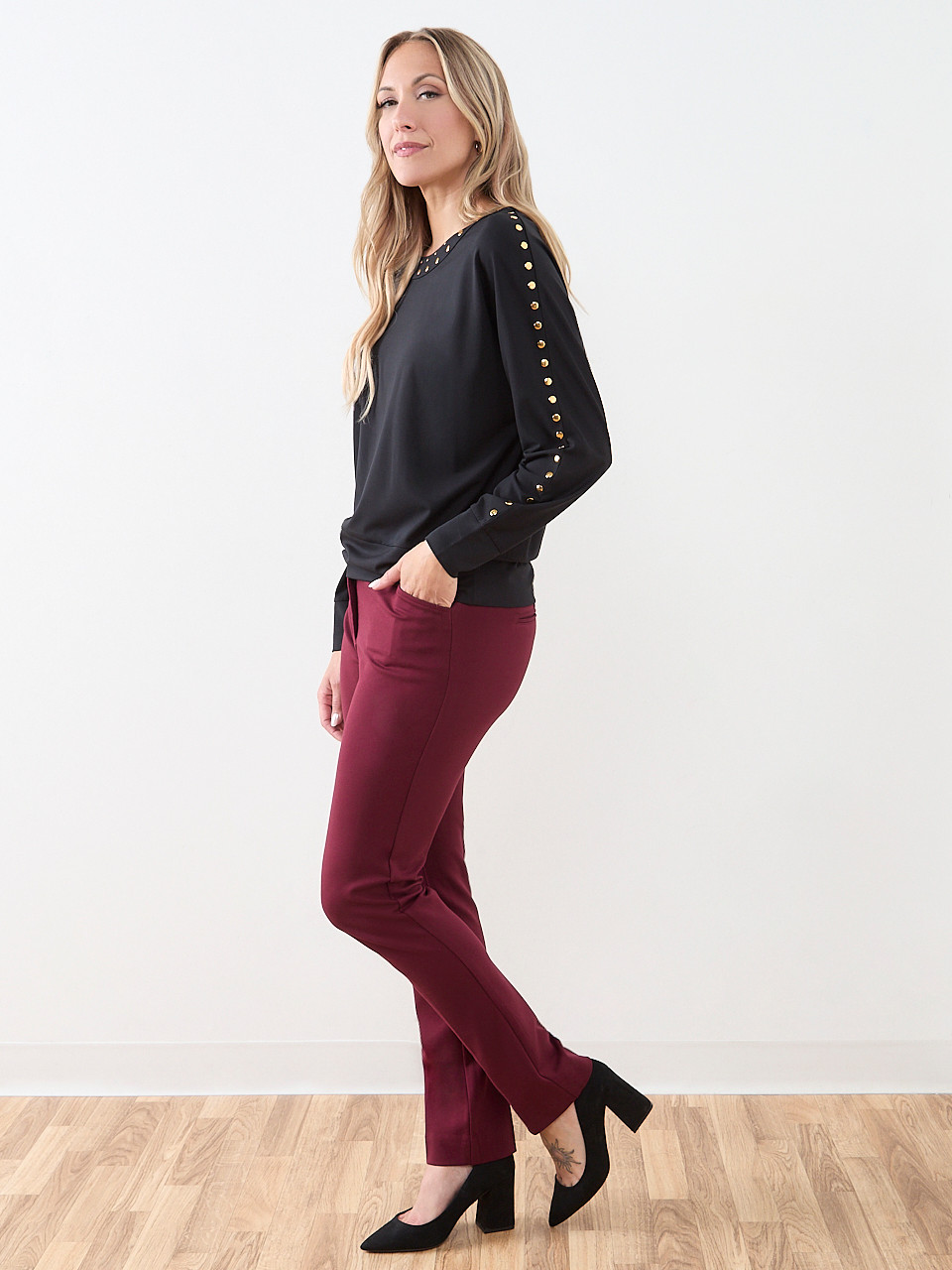 Gold-Studded-Trim Top