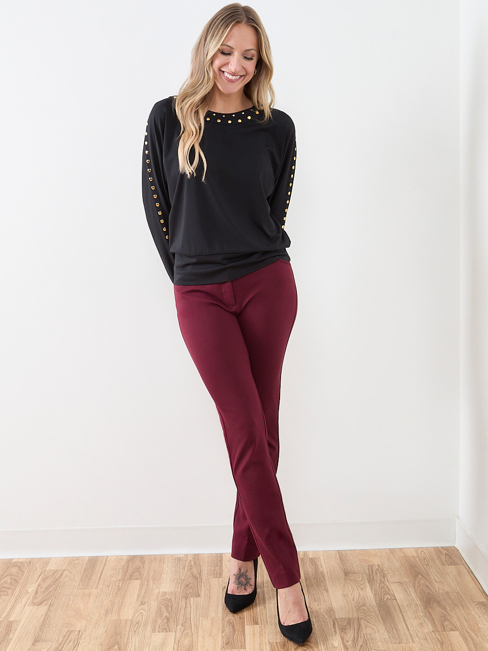 Gold Stud Trim Top