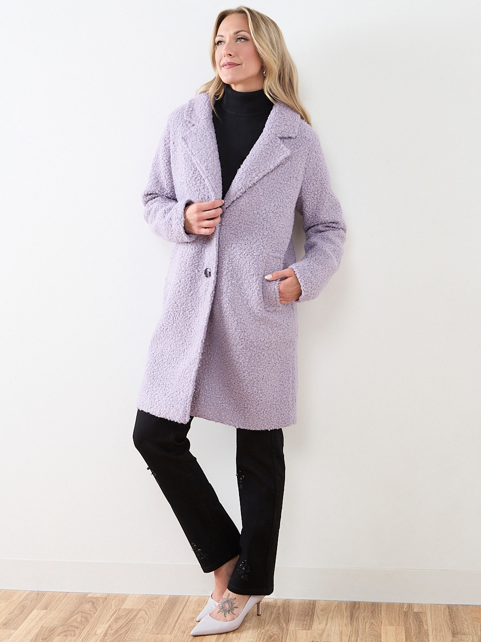 Knee-Length Boucle Coat | Cleo