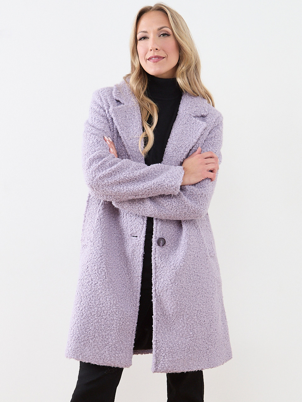 Knee-Length Boucle Coat