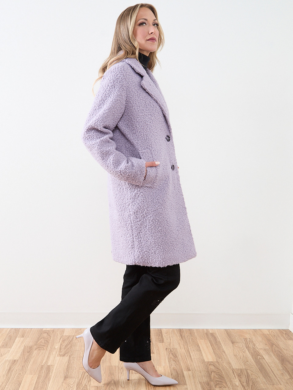 Knee-Length Boucle Coat