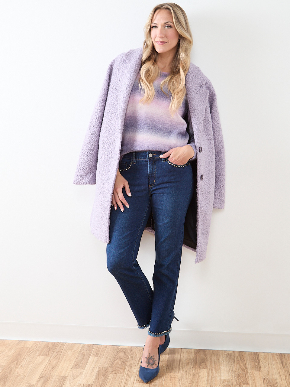 Knee-Length Boucle Coat