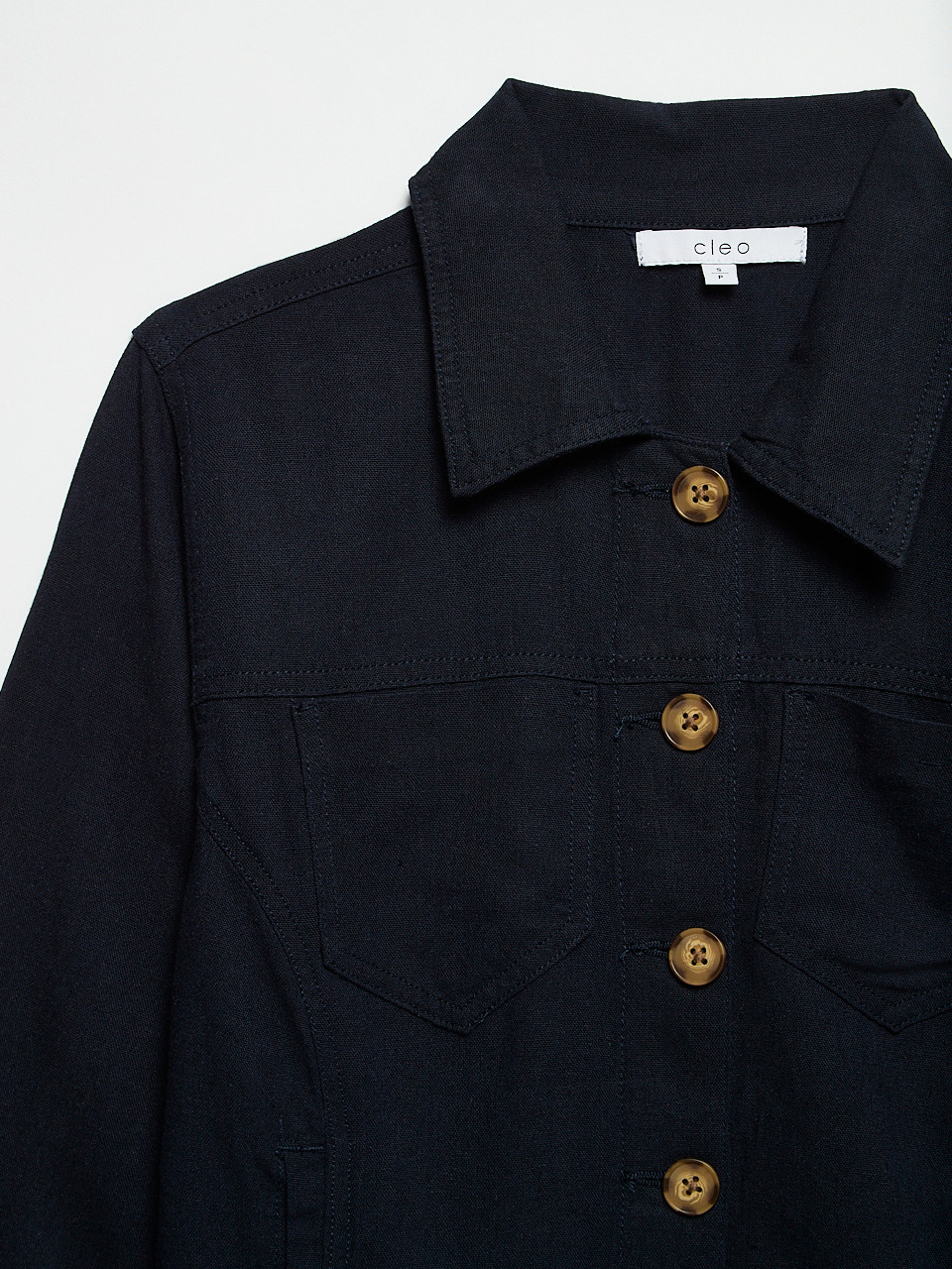 Linen Trucker Jacket in Navy