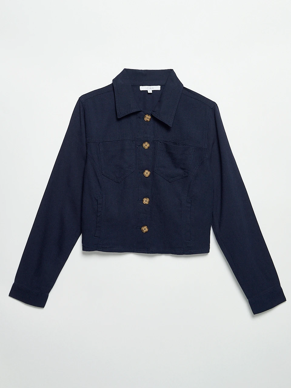 Linen Trucker Jacket in Navy