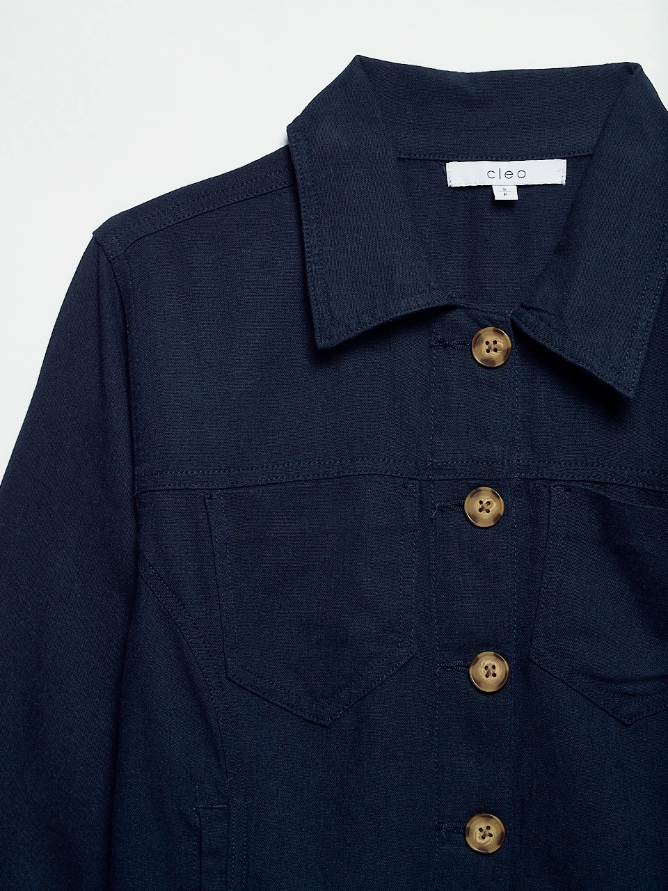 Linen Trucker Jacket in Navy
