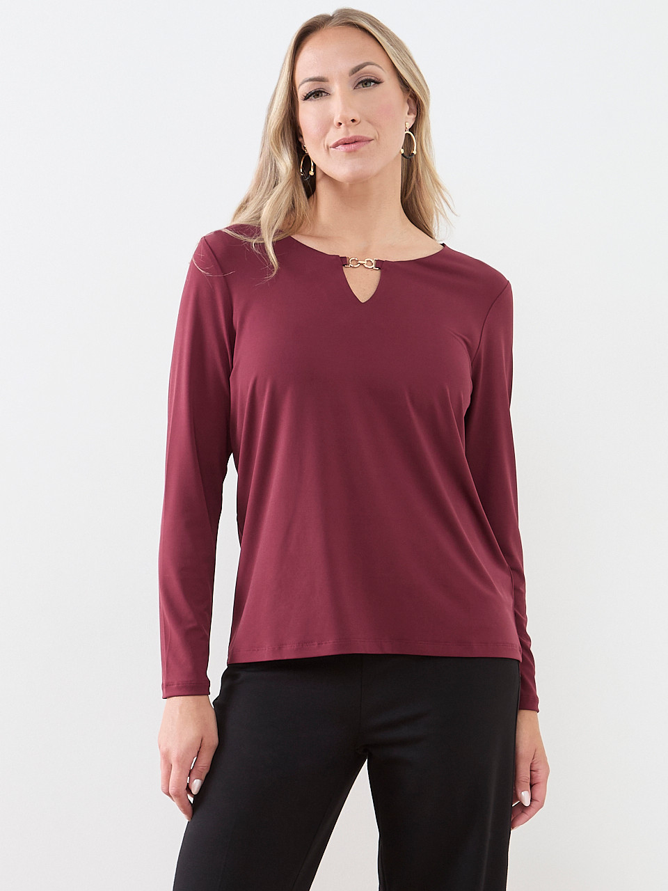 Long Sleeve Hardware Detail Top