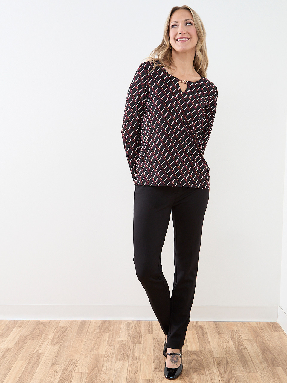 Long Sleeve Hardware-Detail Top