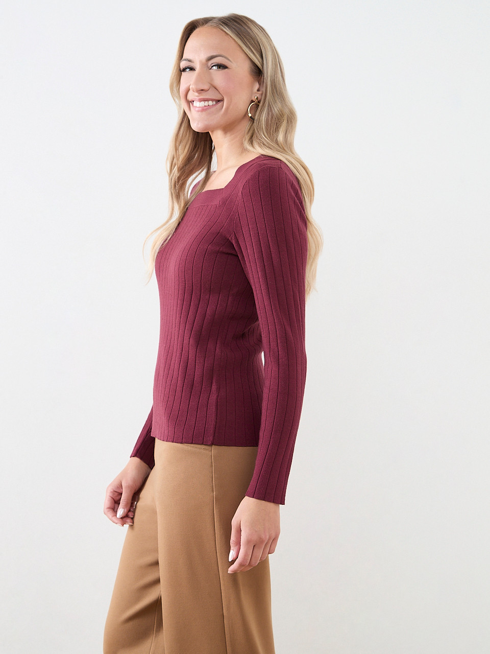 Long Sleeve Square Neck Pullover