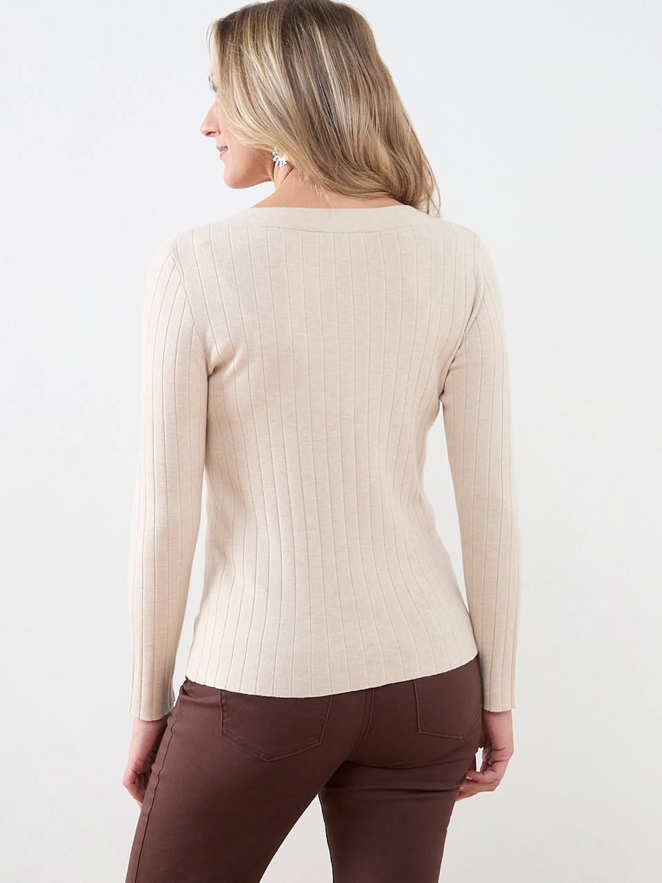 Long Sleeve Square-Neck Pullover