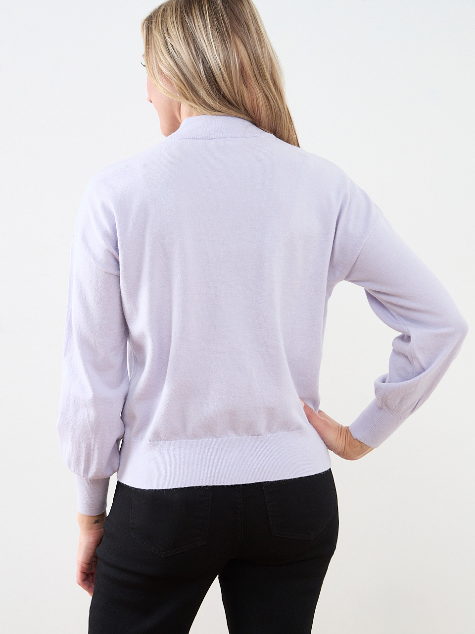 Mock Neck Abstract Applique Pullover