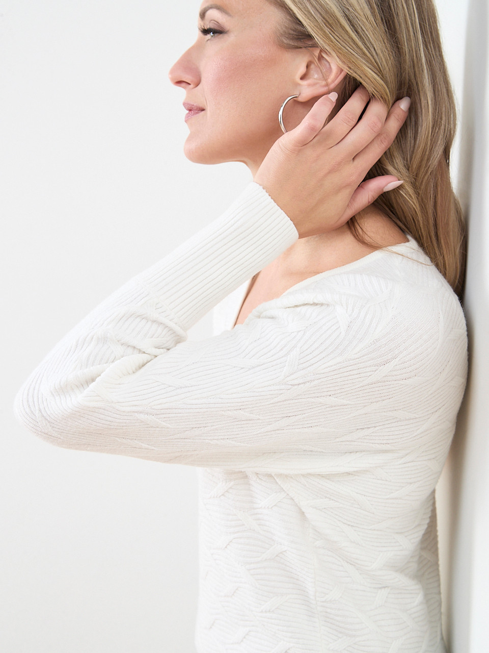 Novelty Stitch V-Neck Pullover Sweater