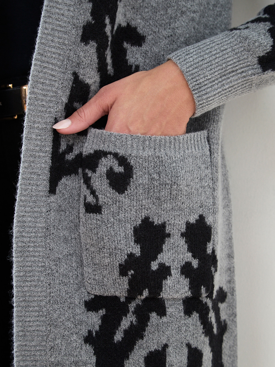 Patterned Open-Front Cardigan
