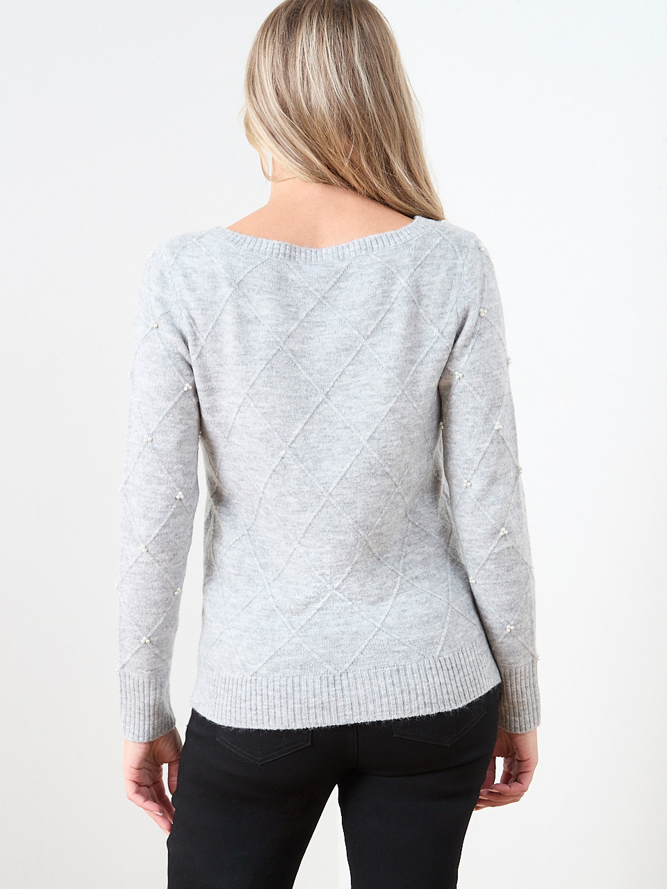 Pearl Detail Boatneck Sweater