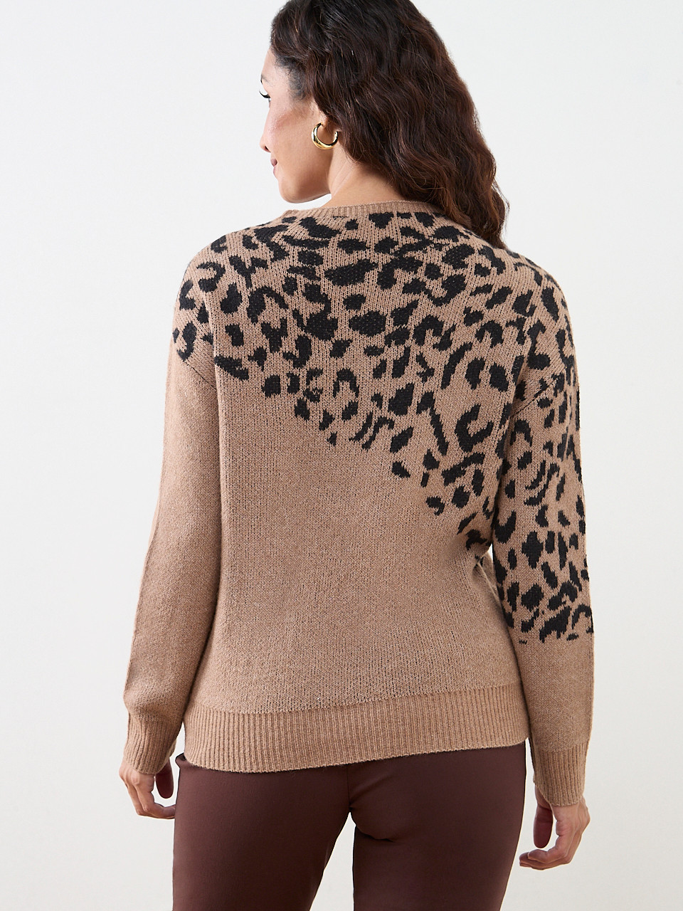 Petite Animal-Print Mock Neck Sweater