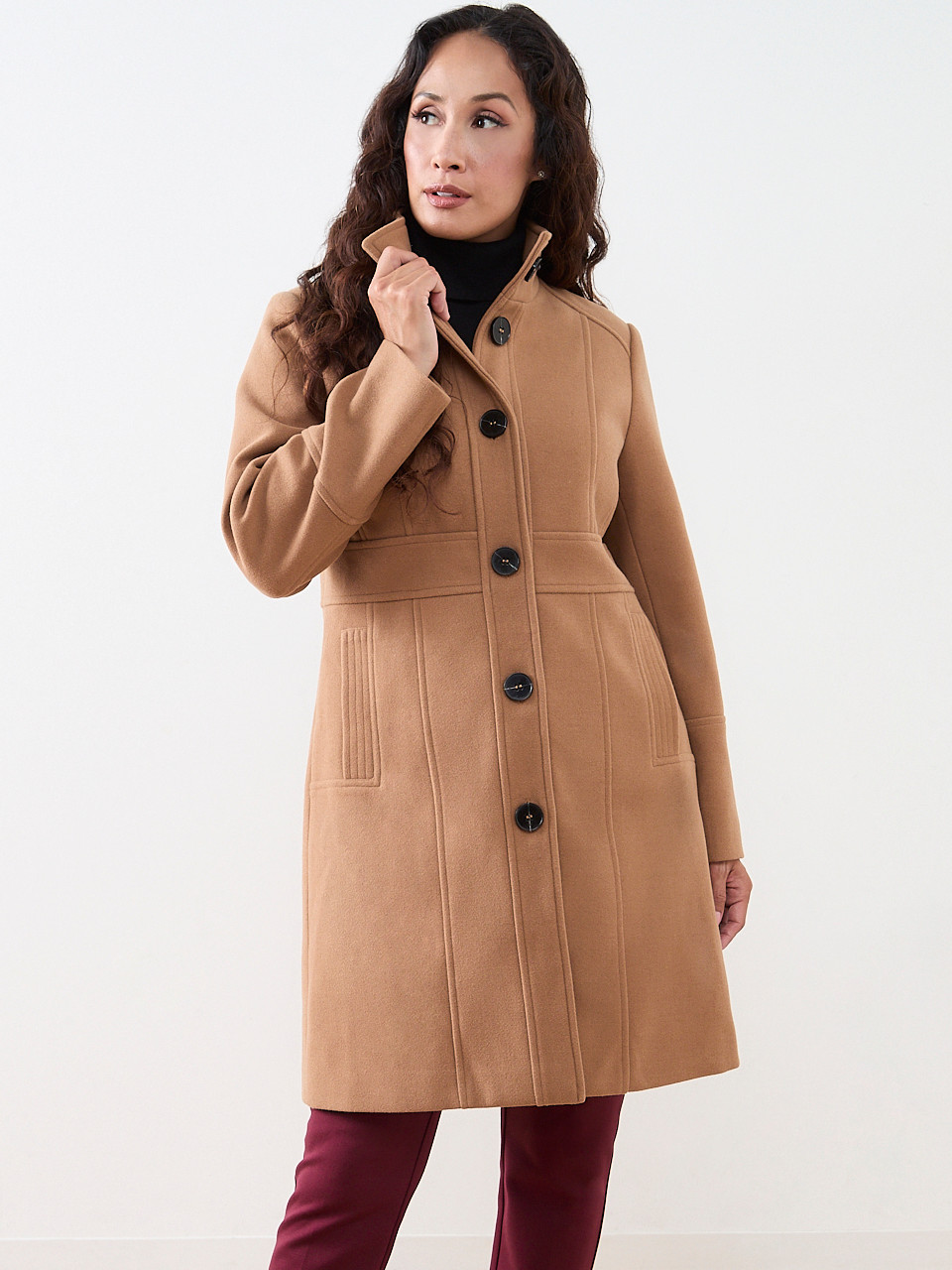 Petite Faux Wool Seamed Coat