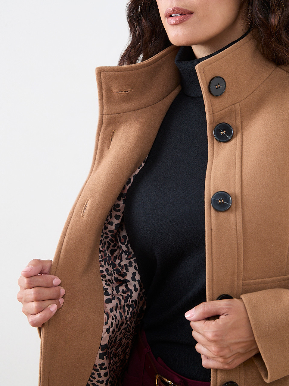Petite Faux Wool Seamed Coat