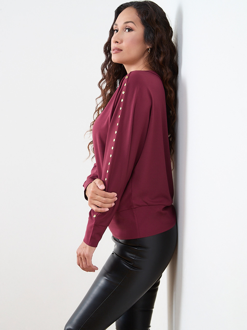 Petite Gold Stud Trim Top