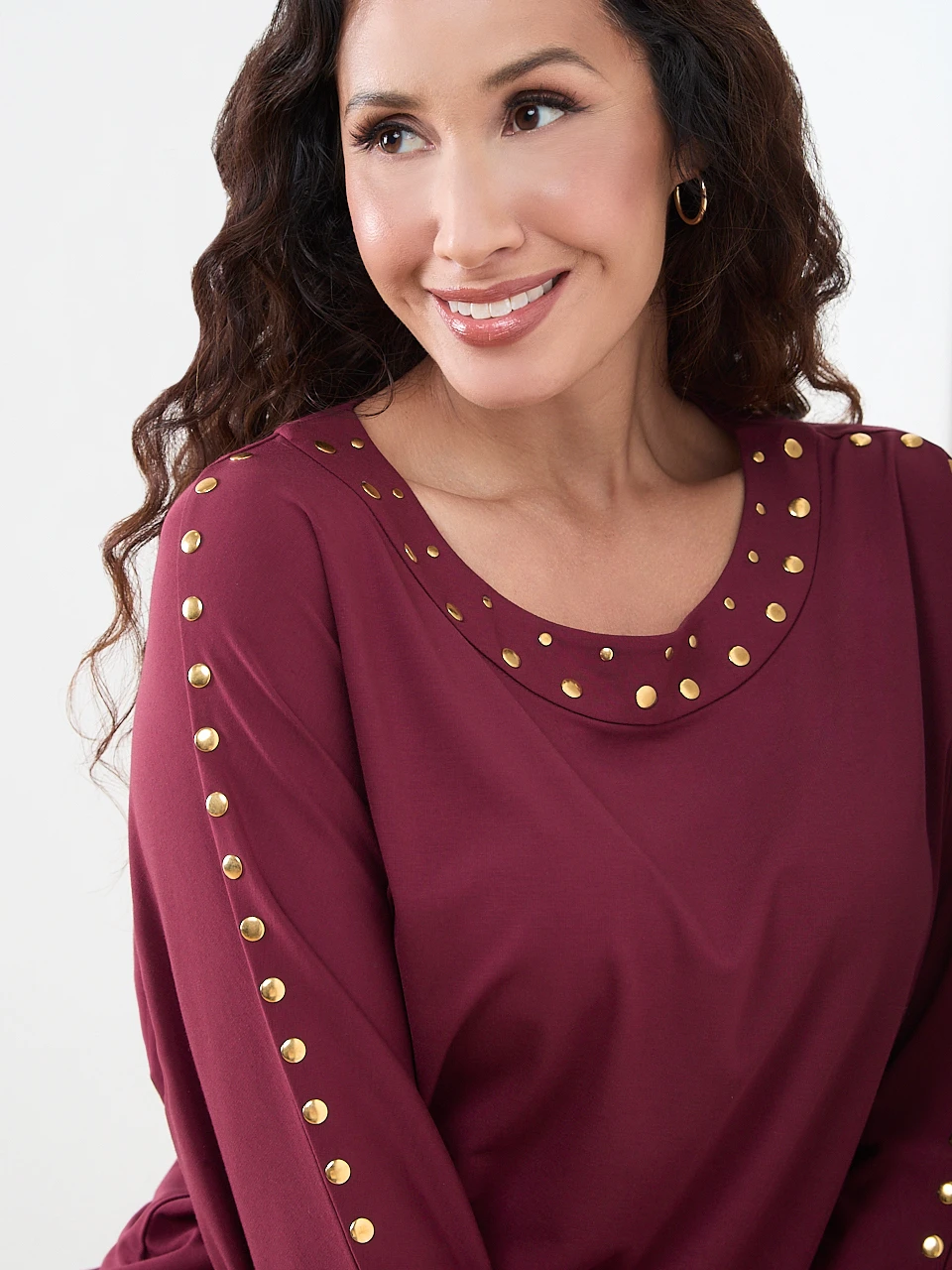 Petite Gold Stud Trim Top