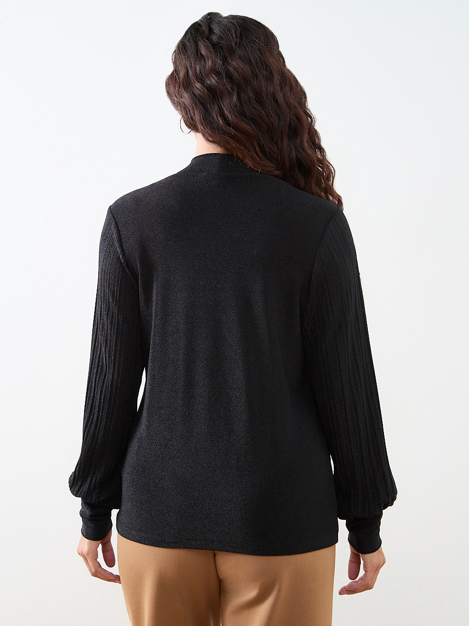 Petite Mock Neck Shimmer Top