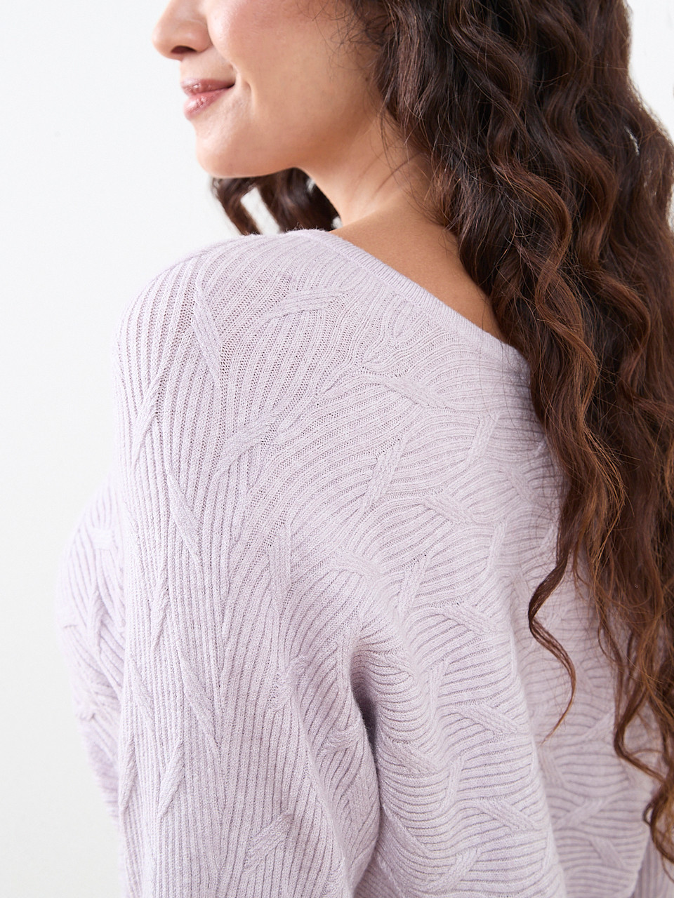 Petite Novelty Stitch V-Neck Pullover Sweater