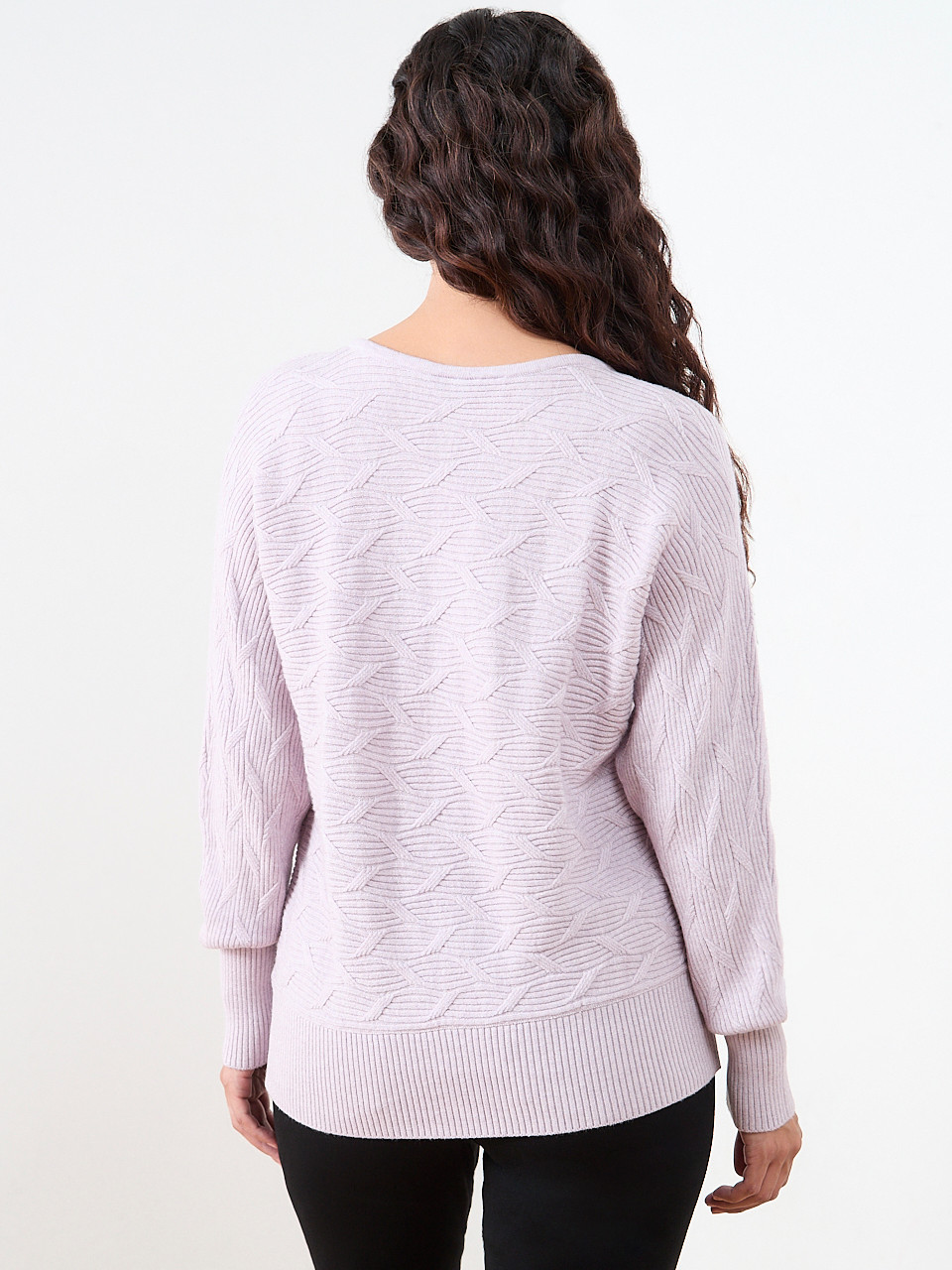 Petite Novelty Stitch V-Neck Pullover Sweater