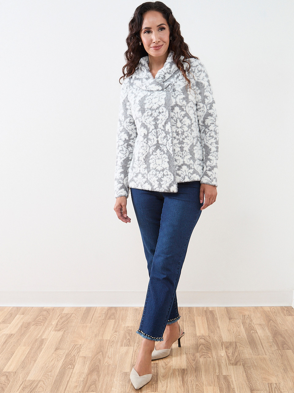 Petite Patterned Wrap Cardigan