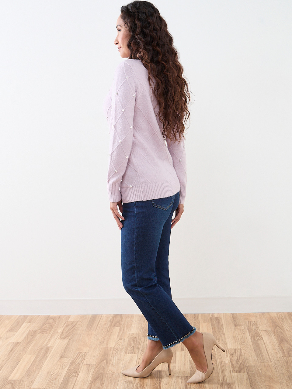 Petite Pearl Detail Boatneck Sweater