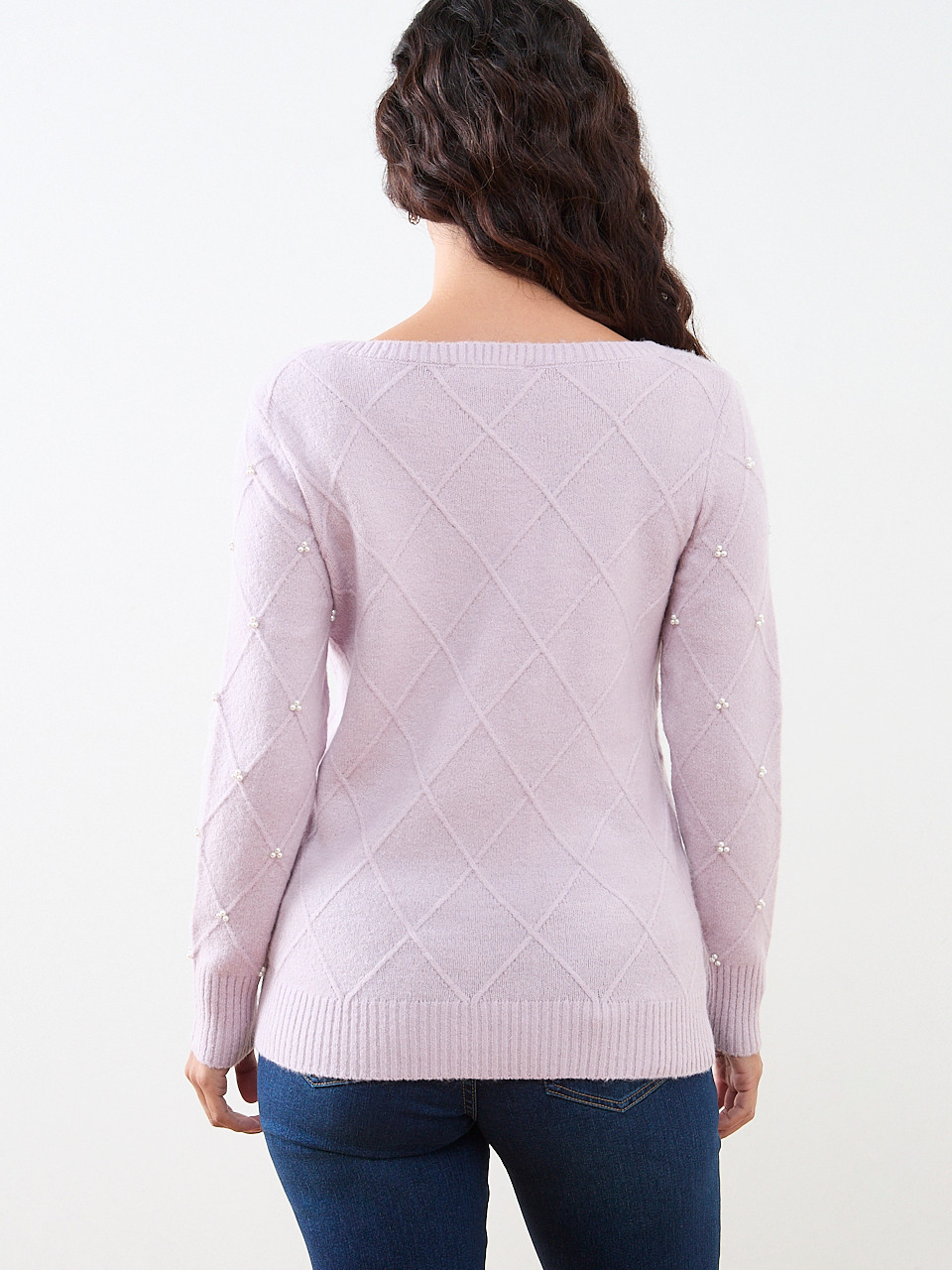 Petite Pearl Detail Boatneck Sweater